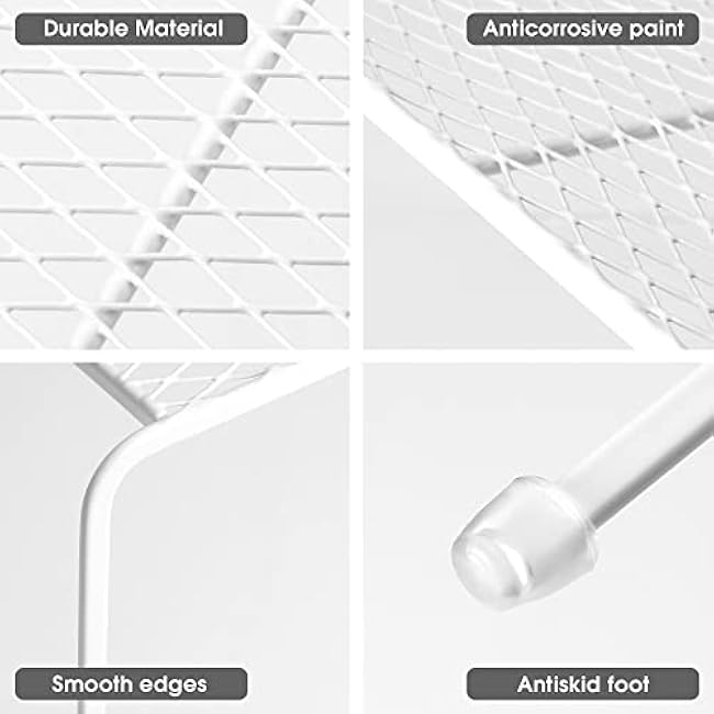 Lonian Kitchen Cupboard Organiser - Home Storage Shelf Wire Rack (2-Pack) for Cabinets, Countertops, Pantries | Rust-Proof, Space Saving, White