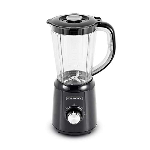 Kitchencook B5turbo - Batidora de vaso (500 W, 1,5 L, con 2 cuchillas de acero inoxidable), color negro