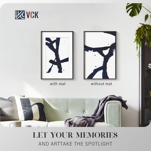 Image of VCK 16x24 Frame, Black Metal - Matted to 12x18, for Art Print, Picture