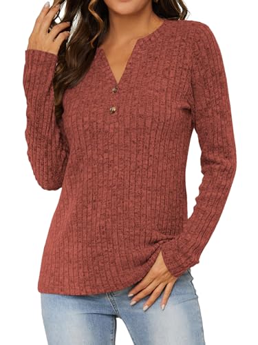 Womens Lightweight Sweaters Button Down Fall Long Sleeve Pullover Shirts Business Casual Tunic Tops2