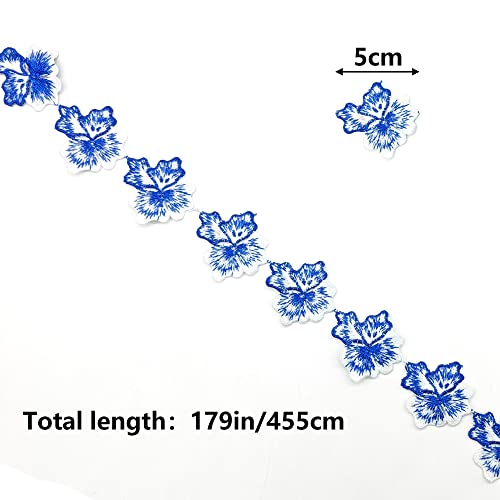 5 Yard 50 mm Flower Lace Ribbon Floral Lace Trim Ribbons for Crafts Decorative Ribbon for Sewing Decorative Ribbon Sewing Lace Ribbon Sewing Craft Decoration Wedding Sewing Decorations (Blue) - Image 2