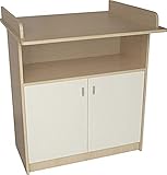 [page_title]-roba schmale Wickelkommode'Lena' inkl. Wickelansatz, Kinderzimmer Kommode mit zwei Türen und einem offenen Fach, Wickelhöhe 90 cm, Ahorn/weiß
