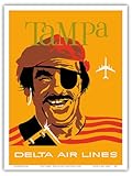 Tampa Florida - Delta Air Lines - Pirate Buccaneer - Vintage Airline Travel Poster by John Hardy c.1960s - Master Art Print (Unframed) 9in x 12in