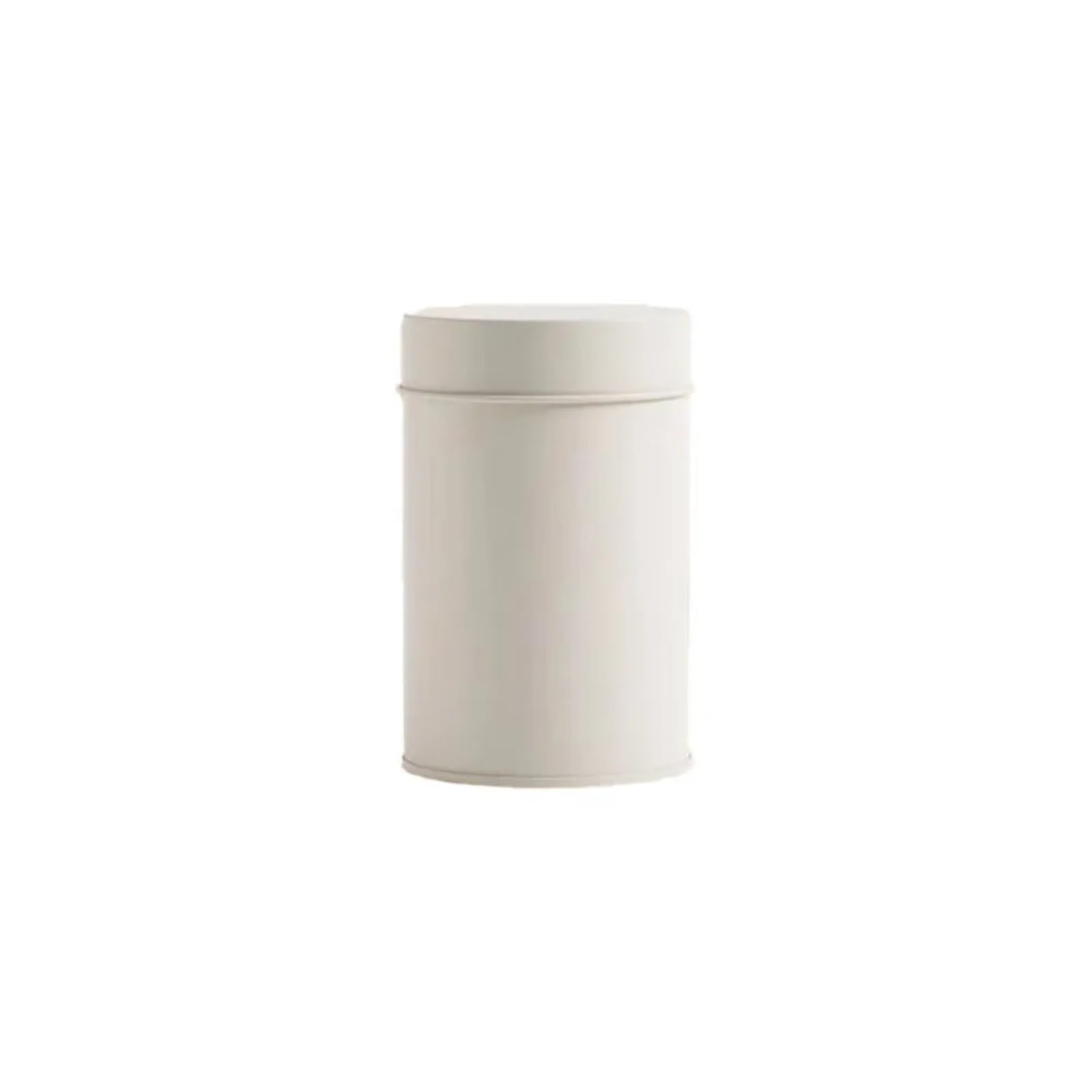 Tarro metálico de té en acero inoxidable con doble tapa blanca