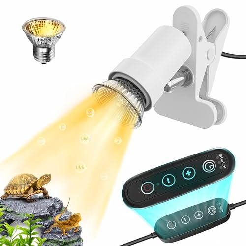 GOZILLA Reptile Heat Lamp, Turtle Lamp Timing & Dimming Cycle Timer, Turtle Light 50W UVA/UVB Reptile Light Bulb for Amphibian and Reptile Tanks, Terrariums, Cages.(White)