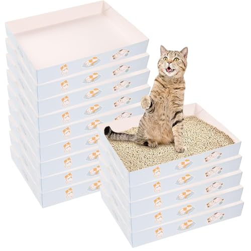 Lettiera pieghevole per gatti, in cartone, usa e getta, per lettiera usa e getta, lettiera da viaggio per gatti, portatile, pieghevole, a basso ingresso per gatti, 15 pezzi (A)
