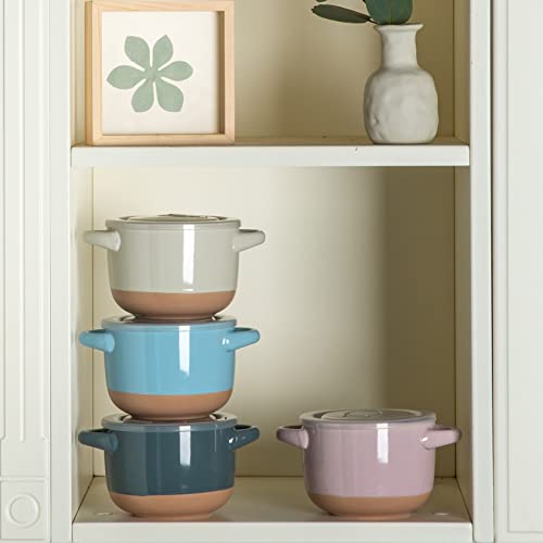 Amorarc 24 Ounces Soup Bowls With Large Handles And Lids, Stoneware Bowls Set Of 4 For Soup,Cereal,Stew,Noodle,Colourful Ceramic Kitchen Bowls, Microwave&Dishwasher Safe, Multicolor #TOP6