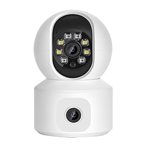 Denash Cameras de sécurité sans Fil Extérieur, 1080p HD Dual Lens Wireless Subs Sunseillance Camera, 360 ° PTZ Rotation Motion Detection for Home Security