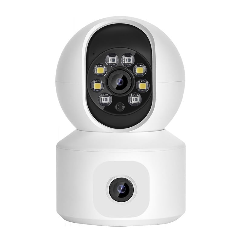 Denash Cameras de sécurité sans Fil Extérieur, 1080p HD Dual Lens Wireless Subs Sunseillance Camera, 360 ° PTZ Rotation Motion Detection for Home Security