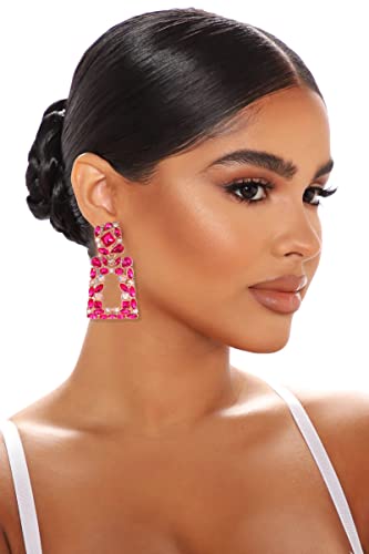 Rhinestone Rectangle Dangle Statement Earrings Trendy Crystal Geometric Drop Earrings hypoallergenic for Women3