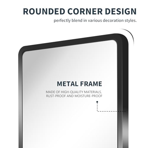 Image of 20x30 Medicine Cabinet with Mirror, Black Metal, Recessed or Surface Mount