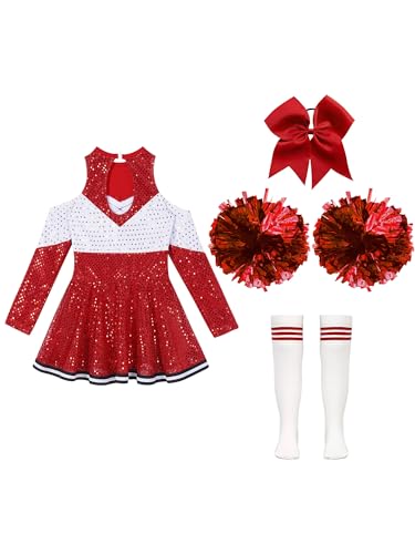 Disfraz de animadora Niñas vestido manga larga con accesorios miniatura 4