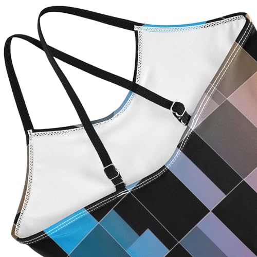 Toddler Swimsuit, Summer Beach Swim Suits Kids 3-10 Y, Checkerboard Black Squares4