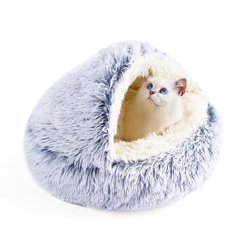 YIHANLZ cat beds for indoor cats Cat Calming Bed Donut Cuddler Nest Warm Soft Plush Cat Cushion with Cozy Sponge Non-Slip Bottom for Small Medium Pets Snooze Sleeping Indoor (Plush