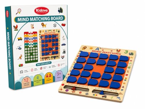 Image of Sky Tech Wooden Memory Matching Game for Kids | Educational Mind Matching Board Game with Animal, Fruit, Number & Shape Cards | Cognitive Learning, Memory Concentration Development Toy for Boys Girls