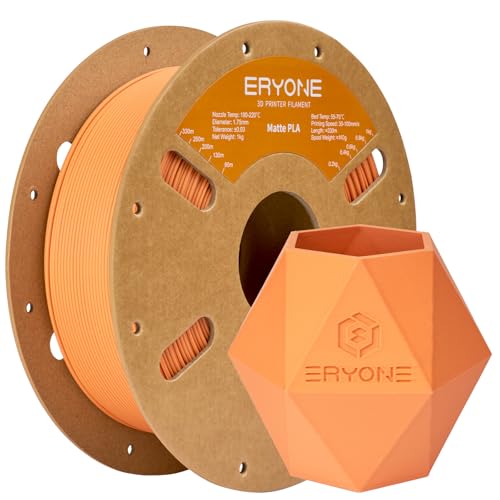 Image of ERYONE Matte PLA Filament for 3D Printer, Filament 1.75mm + /- 0.03mm, 1kg (2.2LBS) /Spool, Orange