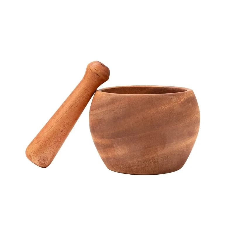 Pestle and Mortar Wood Household Manual Grinder Grinding Medicine Garlic Press