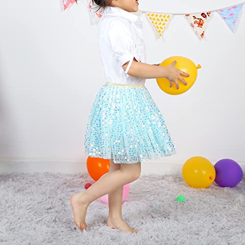 Image of KEREDA Toddler Girls Layered Tutu Skirt Sparkling Sequin Tulle Dance Skirts