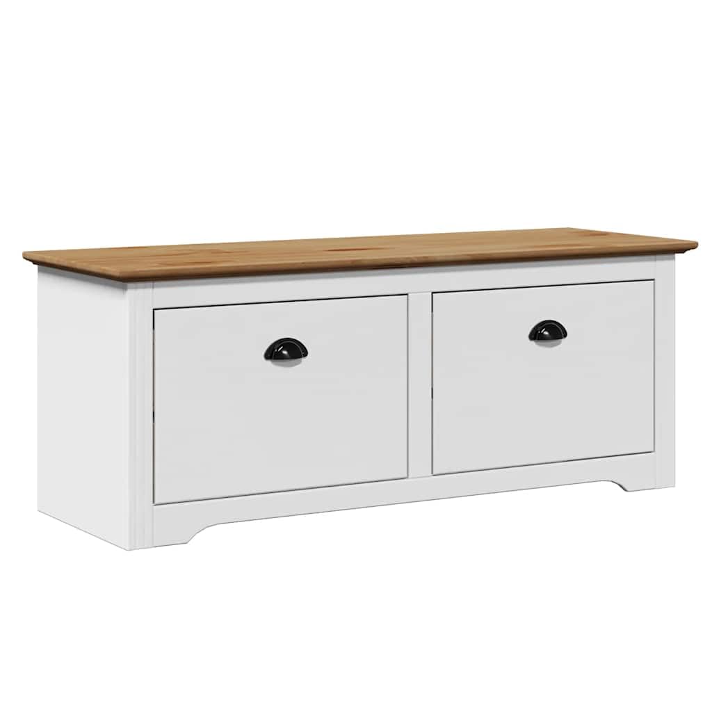 Banco de recibidor BODO Blanco y marrón 114x40x45 cm, Bancos Baul para Dormitorio, Banco Vestidor, Banquetas, Bancos para Cocina, Banco Auxiliar Cocina, Banco Vestuario - 4016870