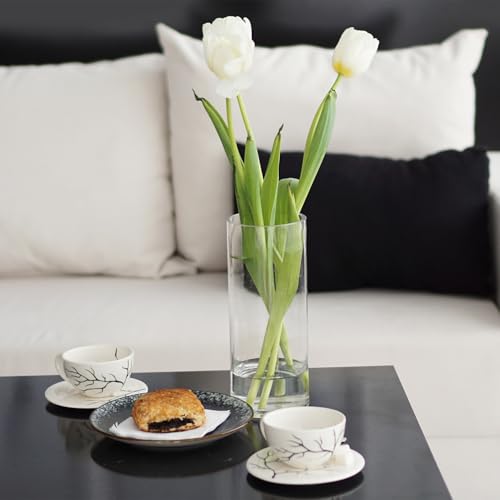 QWORK® Elegant Large Glass Cylinder Vase 30cm x 10cm - Crystal Clear Modern Design for Home Decor - Image 3