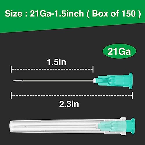 Image of TENKAIWICK Industrial Liquid Dispensing Tip, 21 Ga 1.5 Inch, for Adhesive, Lubricant & Lab Fluid Dispensing, 150 Pack, Individually Wrapped