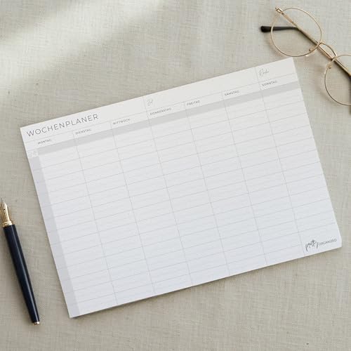 Wochenplaner Block ohne feste Zeiten in modernem & minimalistischem Design, ideal für time blocking, passend für A4 und A5 Notizbuch, nachhaltig hergestellt von prettyORGANIZED