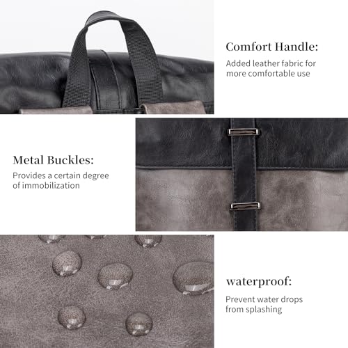 Leather Backpack Vintage Laptop Backpack for Women Men Faux Leather Backpack Purse for Travel Daypack4