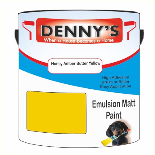 Premium Interior Wall & Ceiling Emulsion Paint – Honey Amber Butter Yellow – Rich Matt Finish, Durable & Washable, Low Odour, Ideal for Living Rooms, Bedrooms & Hallways (1 Litre Tin)