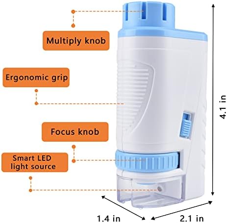 Pocket Microscope for Kids - Portable Mini Microscope 60x-160x with LED Light, Handheld Microscope for Kids and Students Microbiological Observation Learning, Surprise Gift for Children's Day(Blue) 4 41UPVLQRHDL. AC
