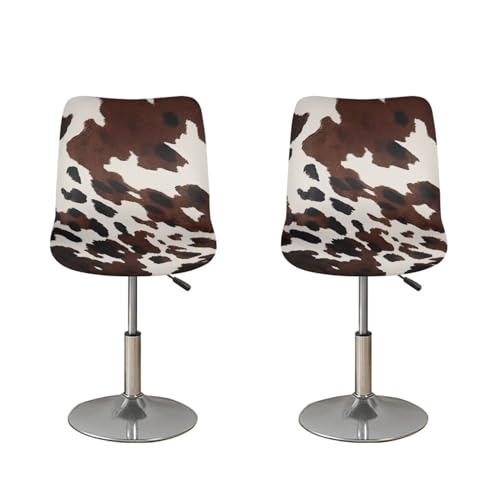 Image of Cow Bar Stool Seat Covers Washable Swivel Bar Stool Covers Slipcovers Soft Square Barstool Covers Slipcovers with Back Set of 2