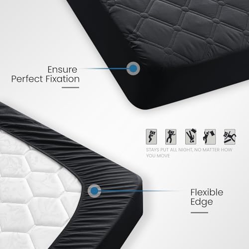 Ystyle rutschfest Matratzenschoner 180x200cm ‑ bis 30cm Höhe, Schwarz – Ansicht 5