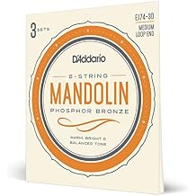 DAddario Mandolin Strings, Phosphor Bronze, EJ74-3D, Medium Gauge 11-40, 8-String Set, Pack of 3