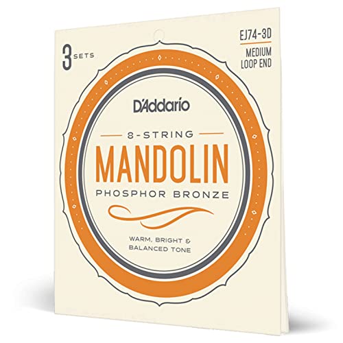D'Addario EJ74-3D Mandolin Strings, Phosphor Bronze, Medium, 11-40, 3 Sets by D'Addario - Used condition - CA$30.45