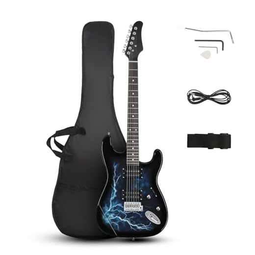 Ktaxon 39 Inch Solid Body Electric Guitar with H-H Pickup, Black Lightning
