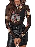 Fabric: Made of high quality material(Polyester,Spandex and Nylon), which is soft, stretchy, lightweight Features: With long sleeve, sexy lace pattern and high neck designs, the slim fitted undershirt making you more feminine and glamorous in the cro...