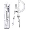 Protractor and Compass Set, Compass Protractor Set, Protractor, Compass for Geometry, Math Compass, Compass School, Math Compass and Protractor, Geometry Tools Set, Geometry Set (Silver)