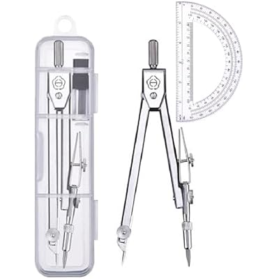 Protractor and Compass Set, Compass Protractor Set, Protractor, Compass for Geometry, Math Compass, Compass School, Math Compass and Protractor, Geometry Tools Set, Geometry Set (Silver)