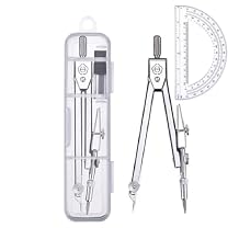 Protractor and Compass Set, Compass Protractor Set, Protractor, Compass for Geometry, Math Compass, Compass School, Math Compass and Protractor, Geometry Tools Set, Geometry Set Silver