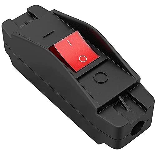 Inline Cord Switch Heavy Duty 16A AC125V/250V Large Current in-Line On/Off Rocker Appliance Switch for High Power Lamp or Equipment Red Led