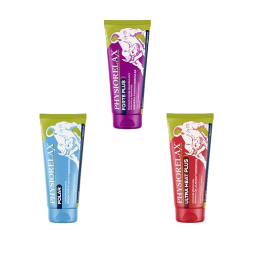 Physiorelax Pack Crema de Masaje – Forte Plus (75ml) + Polar (75 ml) + Ultra Heat Plus (75ml) | Cuidado Muscular Completo, Efecto Frío y Calor, con Árnica e Ingredientes Naturales