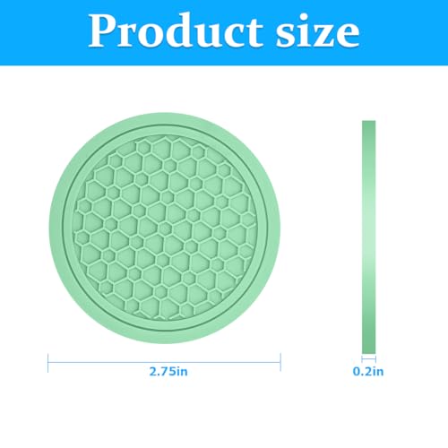 Image of Mandark 4PCS Car Cup Holder Coasters, 2.75 Inch Non-Slip Insert Water Bottle Holder Pads, Dustproof Automotive Interior Accessories Mat, Universal for Vehicles, Trucks, RVs and More (Light Green)