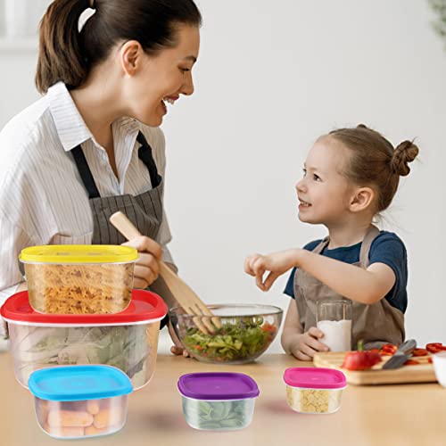 Arrinew Food Storage Containers With Lids, Nest Stackable Space-Save Design Plastic Storage Bowls, Multi-Color Kitchen Bowls Food Storage, Bpa Free Microwave Freezer Dishwasher Safe, 7 Pack #TOP5