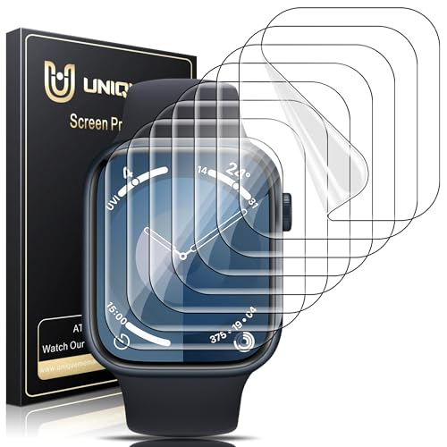 UniqueMe für Apple Watch Series 9/8/7 41mm Schutzfolie - 8 Stück Flexible TPU für iwatch 41mm Displayschutz Blasenfreie Weich HD Klar Displayfolie Volle Abdeckung Anti-Staub