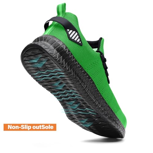 Steel Toe Shoes for Men and Women Comfortable Lightweight Work Safety Shoes Puncture Proof Slip Resistant Indestructible Sneakers Construction Work Utility Shoes Green M11.5