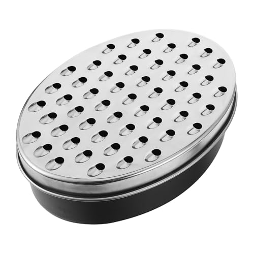 TOKIDNY Rallador de Queso Multifuncional para Cocina, Cortadora Práctica Recipiente Ovalado Negro, Rallador de Verduras y Queso de Acero Inoxidable, Herramienta Doméstica Versátil para