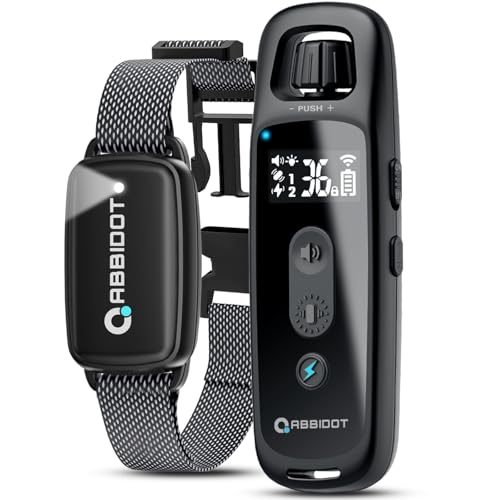 ABBIDOT Collier De Dressage pour Chien - [2022 Amélioré] 5 Modes De Dressage, 36 Niveaux De Chocs Sûrs, Portée De 1000m, Collier à Chocs 100% étanche pour Petits,...