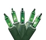 Set of 35 Green Mini Christmas Lights - Green Wire
