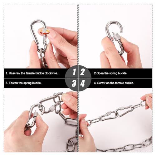 image for lasuroa Gate Chain Lock for Outdoor Fence, 20 Inch Stainless Steel Gat