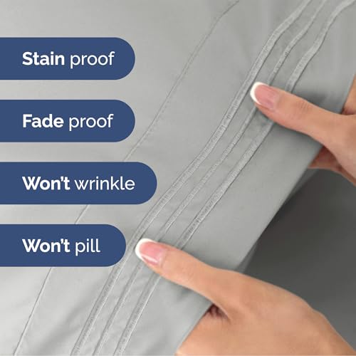 Image of Queen Size 4 Piece Sheet Set - Ultra Soft & Cooling Bed Sheets - Soft Grey | Fits 8 Inch to 16 inch Mattress, Wrinkle Free & Fade Resistant with Deep Pockets, Breathable, Comfy Hotel Luxury Bedding