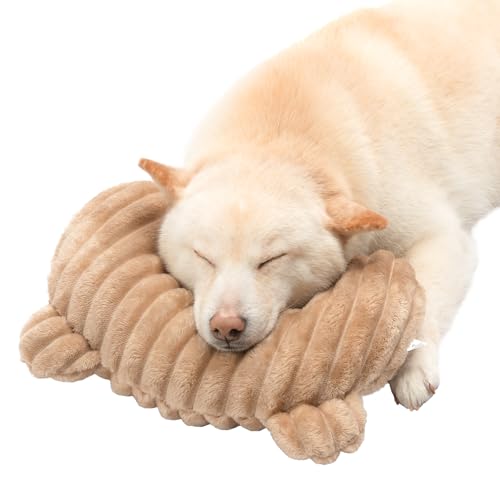 Jiupety U-förmiges Hundekissen waschbares Kuschelkissen Orthopädisches Kissen Spielzeug-Kissen für mittelgroße Hunde mit Nackenstütze für erholsamen Tiefschlaf Braun Größe L